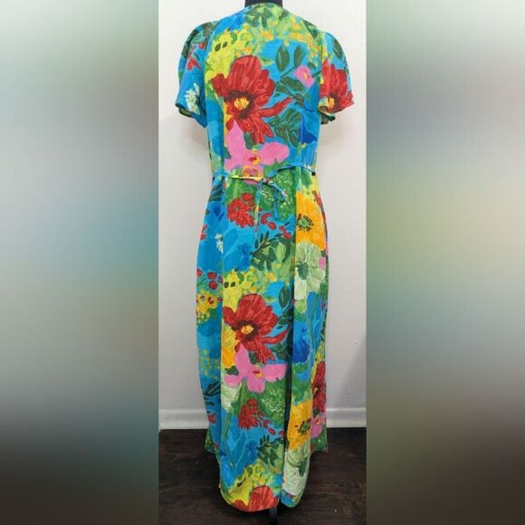 Jams World Blue Garden Y2k Beach Coastal Tropical Island Vibe Bohemian Dress MD - Picture 5 of 9